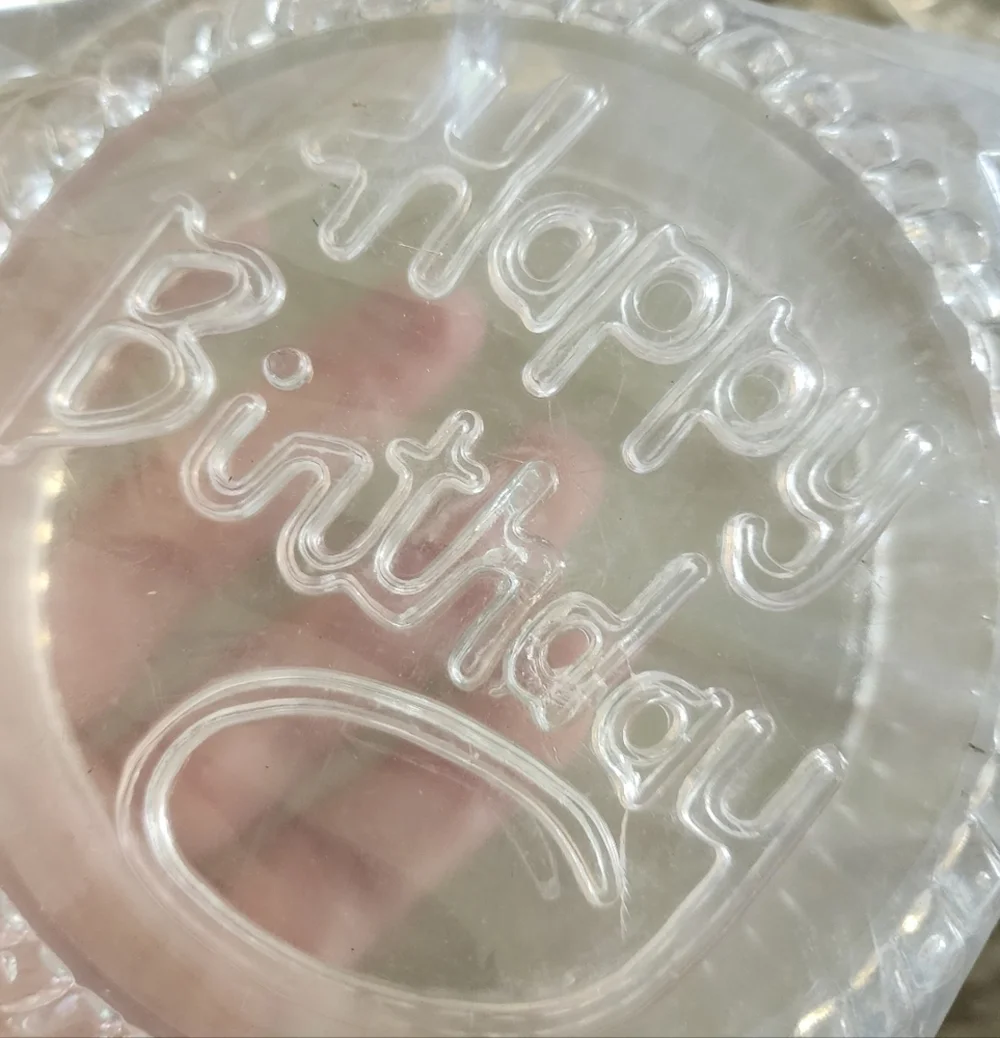 6x Clear Happy Birthday Party Plastic Containers For Beads, Gifts, Crafts, Art